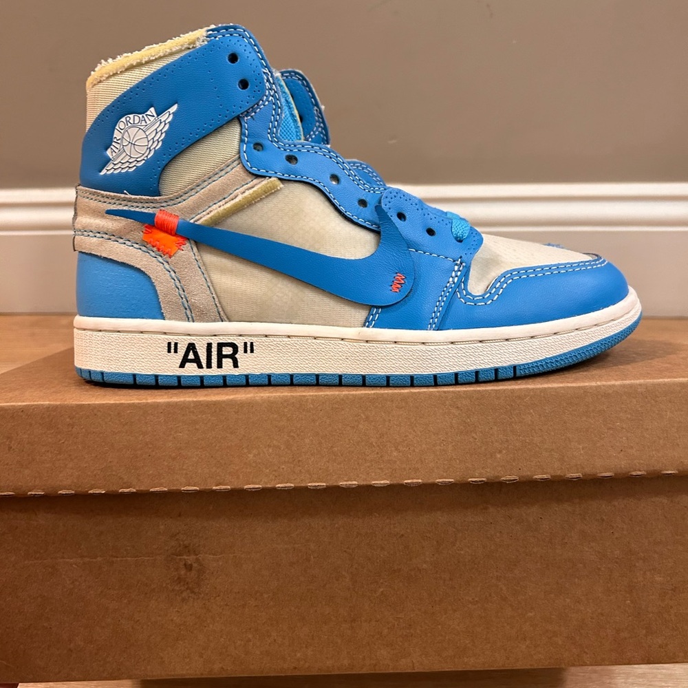 Sold…Size 6.5 Jordan x Off-White UNC … view all pics … with replacement box